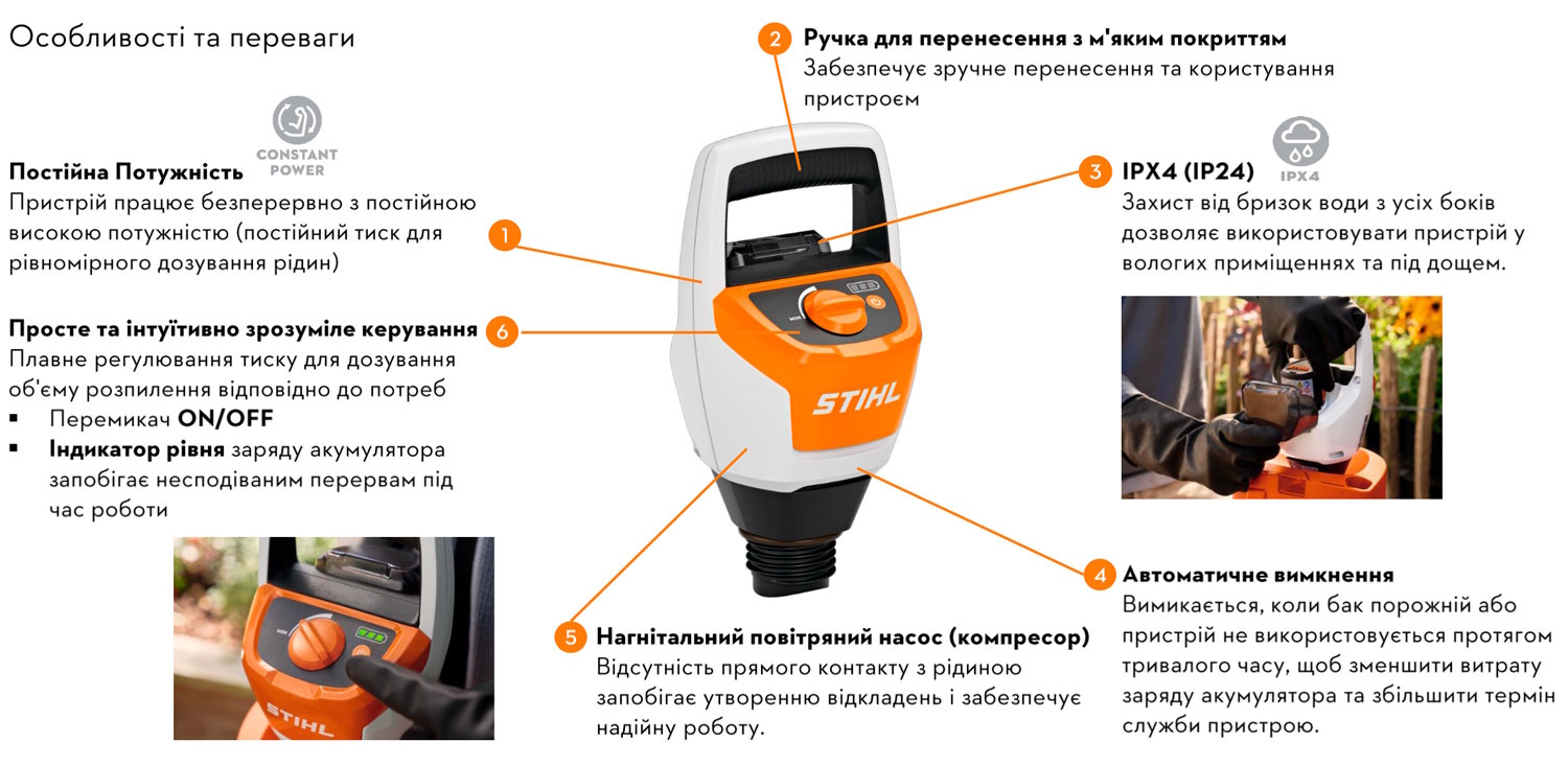 STIHL SGA 30 особенности